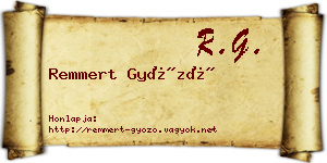 Remmert Győző névjegykártya